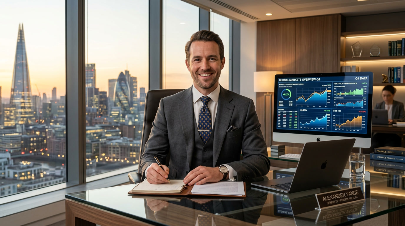 Professional managing AI email automation at modern desk